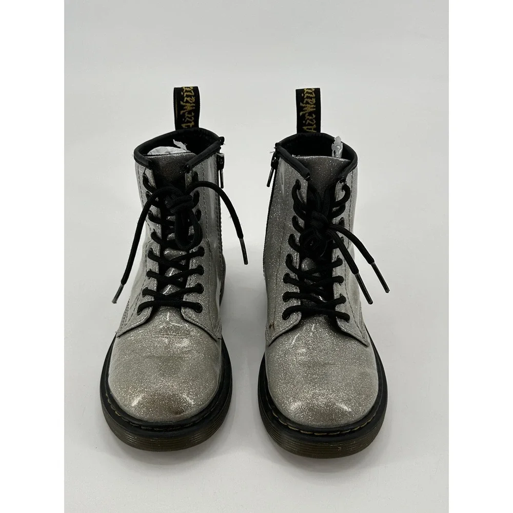 Dr Martens Boots‎ 1460 Glitter J Junior Girls Size 3 Silvery Gray Chunky Combat